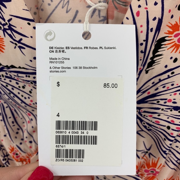 & Other Stories Palm Abstract Floral Print Mini Dress Sz 4 - Picture 8 of 14